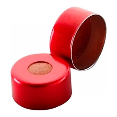 Cp Lab Safety. Wheaton 11mm Crimp Seal, Aluminum Red, PTFE/Red Rubber, Case of 1000 224211-06